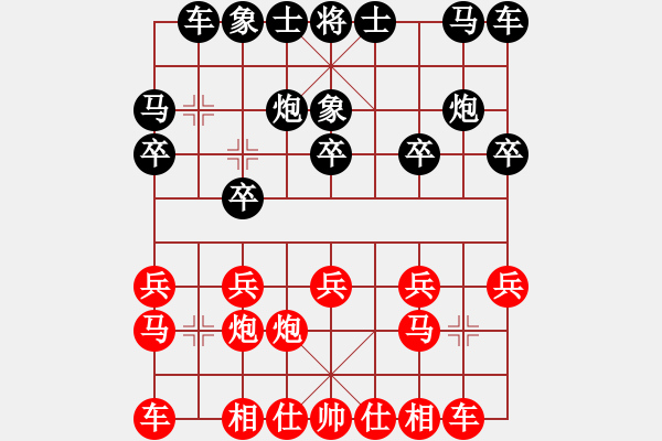 象棋棋譜圖片：過(guò)宮炮對(duì)黑3路卒飛左象（和棋） - 步數(shù)：10 