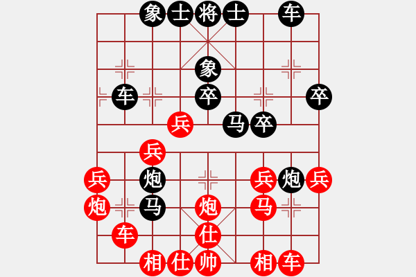 象棋棋譜圖片：中炮七路馬對(duì)屏風(fēng)馬 紅進(jìn)中兵對(duì)黑雙炮過河 - 步數(shù)：34 