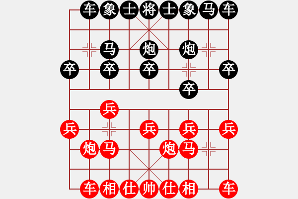 象棋棋譜圖片：士角炮對中炮 - 步數(shù)：10 