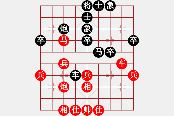 象棋棋譜圖片：cnxu(月將)-和-鐵馬金戈(無上) - 步數(shù)：40 