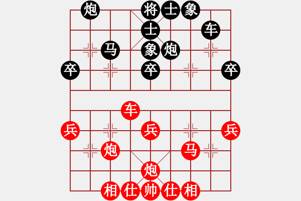 象棋棋譜圖片：驚艷(3段)-勝-香港神棋手(4段)中炮過河車七路馬對屏風(fēng)馬兩頭蛇 紅左橫車兌三兵對黑高右炮 - 步數(shù)：40 