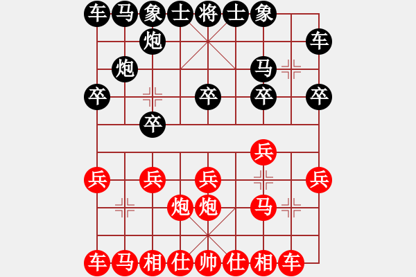 象棋棋谱图片：红粉丽人(4段)-和-接火就猛攻(6段) - 步数：10 