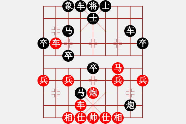 象棋棋譜圖片：直車 夾馬炮對進卒類 過河車吃卒對飛象 - 步數(shù)：40 