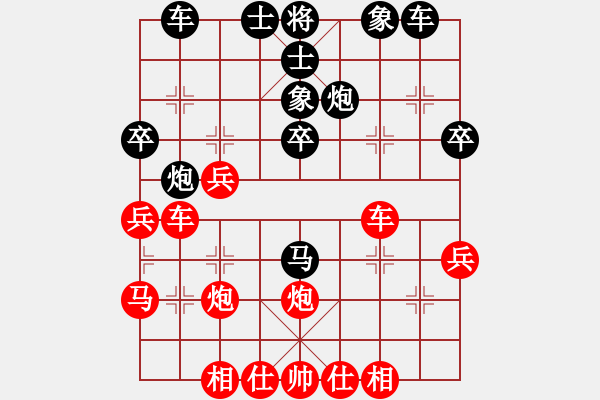 象棋棋譜圖片： 五七炮不挺兵對(duì)屏風(fēng)馬進(jìn)７卒 紅左直車對(duì)黑右直車右炮巡河[黑沖3卒對(duì)紅退車騎河]w3c2 - 步數(shù)：30 