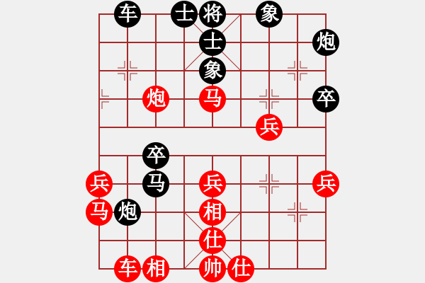 象棋棋譜圖片：boosfer(2段)-負-金錢國副主(5段)五八炮互進三兵對屏風馬 - 步數(shù)：40 