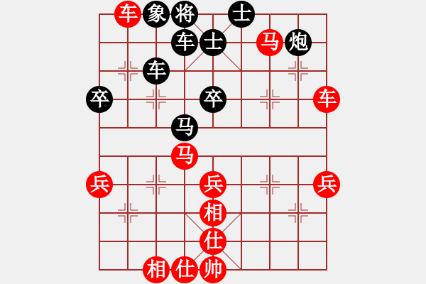 象棋棋譜圖片：飛相對(duì)黑挺3卒右中炮雙正馬紅補(bǔ)全仕相（紅勝） - 步數(shù)：50 