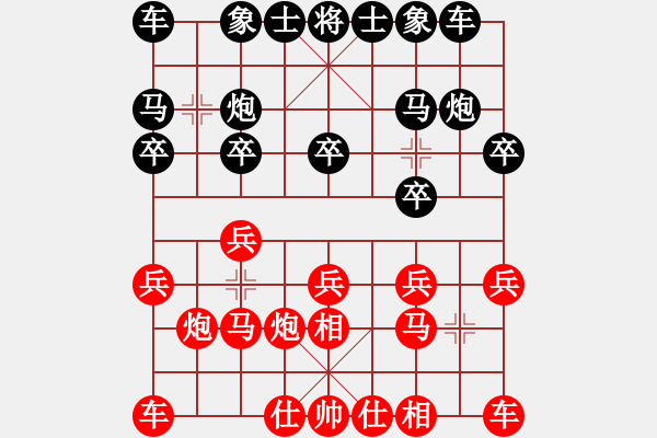 象棋棋谱图片：刘俊达 负 王天一 A61 过宫炮对进左马 - 步数：10 