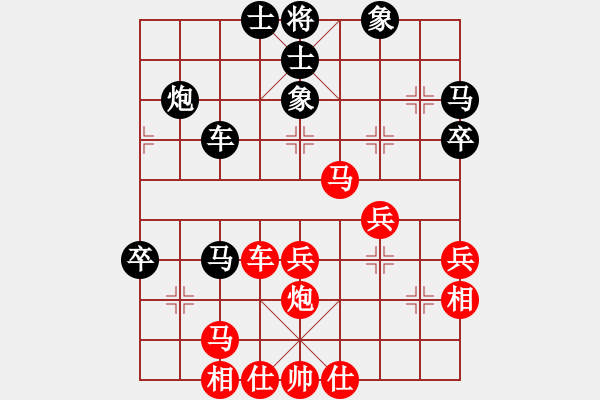 象棋棋譜圖片：洪大20160129五七炮進(jìn)三兵對(duì)屏風(fēng)馬-黑右象卒林車 - 步數(shù)：42 