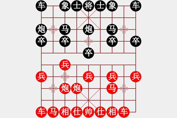 象棋棋譜圖片：梁山燕青(日帥)-和-魔鬼轉(zhuǎn)世(月將) 過(guò)宮炮直車(chē)對(duì)左中炮 - 步數(shù)：10 