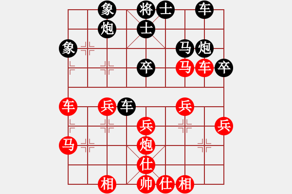 象棋棋譜圖片：五七炮互進(jìn)三兵對(duì)屏風(fēng)馬邊卒右馬外盤(pán)河黑車(chē)1進(jìn)3 車(chē)1平4 齊魯三號(hào)(月將)-勝-建湖棋手(日帥) - 步數(shù)：40 