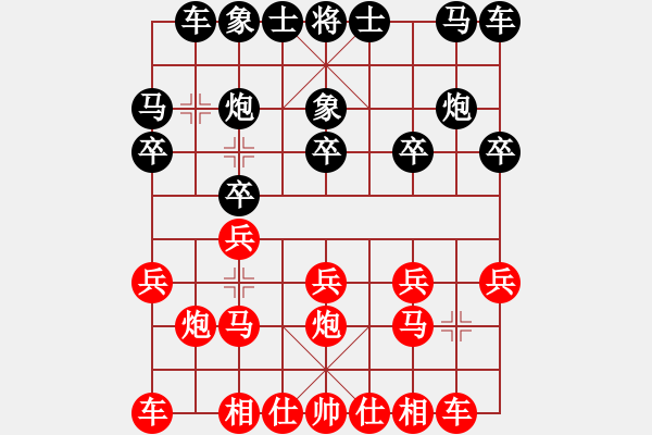 象棋棋譜圖片：仙人指路轉(zhuǎn)右中炮（Lin）對卒底炮飛左象 - 步數(shù)：10 