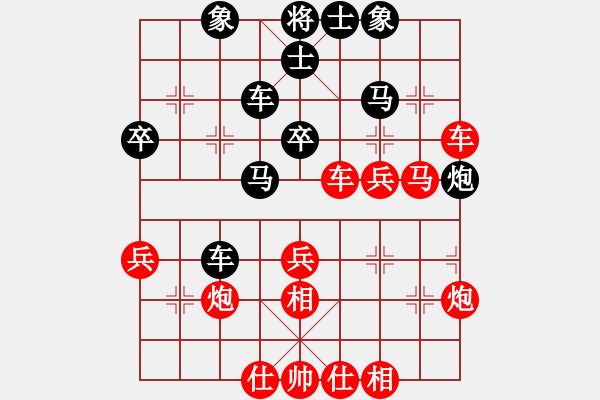 象棋棋譜圖片：葬心紅勝王應(yīng)征【中炮過河車互進(jìn)七兵對屏風(fēng)馬平炮兌車 紅七路馬對黑退邊炮】 - 步數(shù)：40 