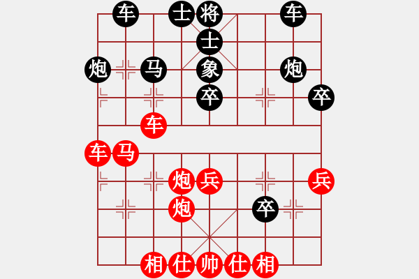 象棋棋譜圖片：葬心紅勝無(wú)情門＊小明【五七炮對(duì)屏風(fēng)馬進(jìn)３卒右馬外盤河】 - 步數(shù)：40 