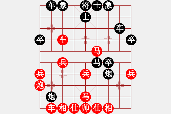 象棋棋譜圖片：水瓶座卡妙(8段)-和-三兵過河(初級) - 步數(shù)：40 