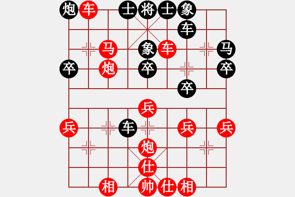 象棋棋譜圖片：中炮對(duì)單提馬橫車和五六炮對(duì)屏風(fēng)馬平炮兌車 - 步數(shù)：35 