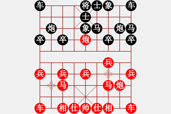 象棋棋譜圖片：五目[紅] -VS- 簡單[黑] 棄馬棄炮兩杯醉 - 步數(shù)：10 