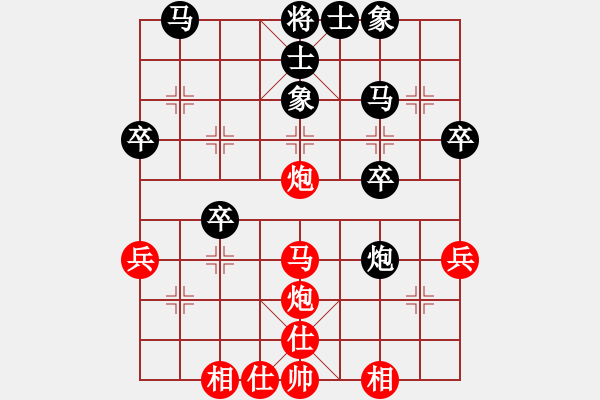 象棋棋譜圖片：修理臭棋(月將)-和-吃飯吃飽飽(9段) - 步數(shù)：40 