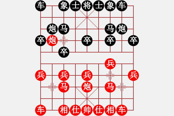 象棋棋譜圖片：讓紅二先，紅五八炮對平風(fēng)馬互進(jìn)3兵 - 步數(shù)：10 