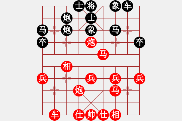 象棋棋譜圖片：東北群與川渝群網(wǎng)絡(luò)交流賽首輪第二臺(tái)：川渝群鄭凌志先勝東北群吳金勇 - 步數(shù)：30 