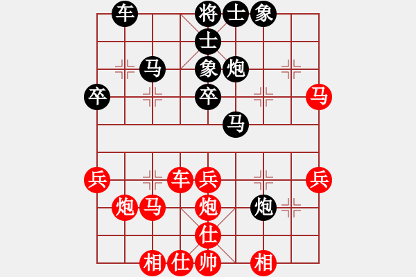 象棋棋譜圖片：下棋會(huì)友(2段)-負(fù)-攻擊者(2段)中炮巡河車對(duì)屏風(fēng)馬 紅進(jìn)左馬 - 步數(shù)：40 