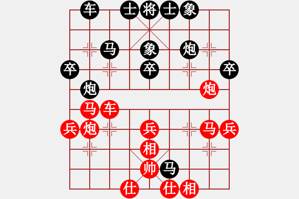 象棋棋譜圖片：書(shū)房陽(yáng)光(日帥)-負(fù)-華峰論棋(月將)中炮過(guò)河車對(duì)屏風(fēng)馬兩頭蛇 紅左橫車兌三兵（炮2進(jìn)2） - 步數(shù)：40 