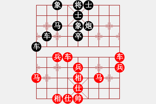 象棋棋譜圖片：風(fēng)雨中飛翔(9段)-和-圣天神劍(人王)五七炮對屏風(fēng)馬進(jìn)７卒 紅左直車對黑右直車右炮過河 - 步數(shù)：46 