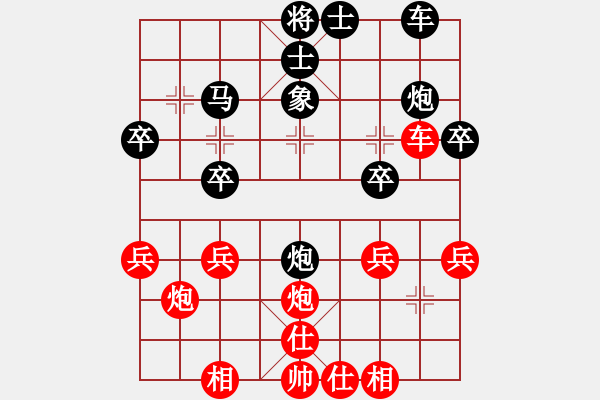 象棋棋譜圖片：fhjkqhc(1段)-和-寶坻夜襲隊(3段) - 步數：30 