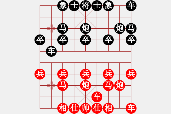 象棋棋譜圖片：靈素倚天[紅先負] -VS- 贏一盤實在難[黑] 順炮緩開車對直車 - 步數(shù)：10 