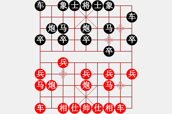 象棋棋譜圖片：***順炮邊馬五七炮直車對(duì)橫車正馬互進(jìn)七兵 - 步數(shù)：10 