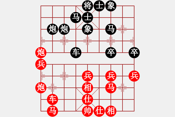 象棋棋譜圖片：過(guò)關(guān)不斬將(8段)-和-曉白無(wú)敵手(8段) - 步數(shù)：33 