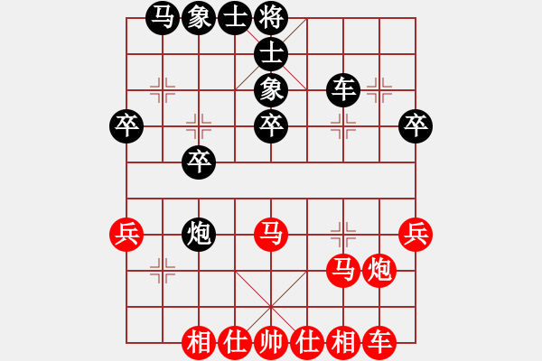 象棋棋譜圖片：shl01675紅勝葬心〖中炮巡河車對屏風(fēng)馬 紅進(jìn)左馬〗 - 步數(shù)：30 