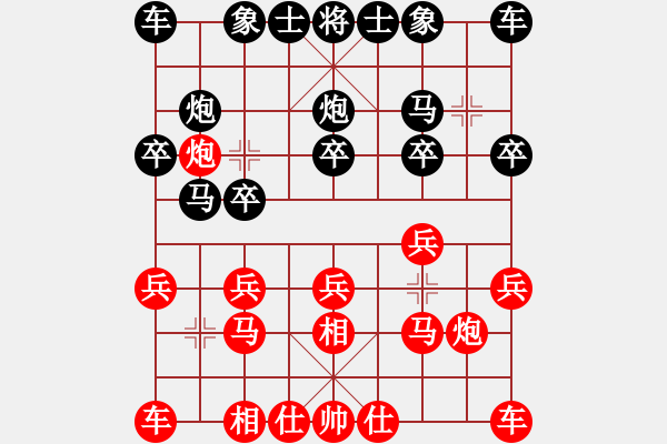 象棋棋谱图片：品 茶[红] -VS- 我老公骂我臭棋篓子[黑] - 步数：10 