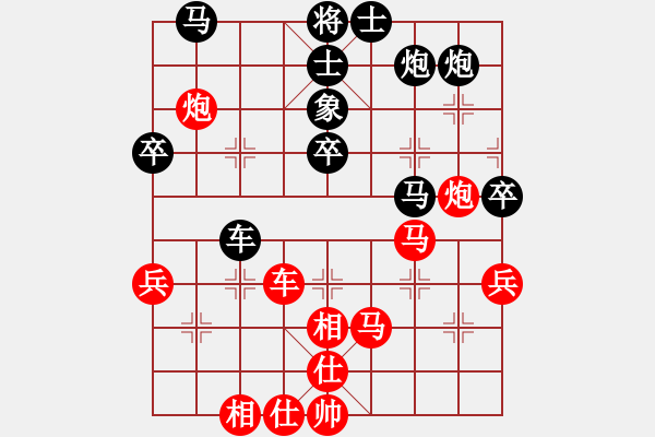 象棋棋譜圖片：中平兌紅五九炮車四進二對黑炮7進5  （一）黑送7卒 （紅車四退五）洞房不敗灬(風(fēng)魔)-勝-長安棋社 - 步數(shù)：80 