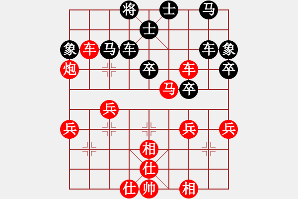 象棋棋譜圖片：中炮急進(jìn)中兵對屏風(fēng)馬（旋風(fēng)V7.0先勝巫師業(yè)余級） - 步數(shù)：40 