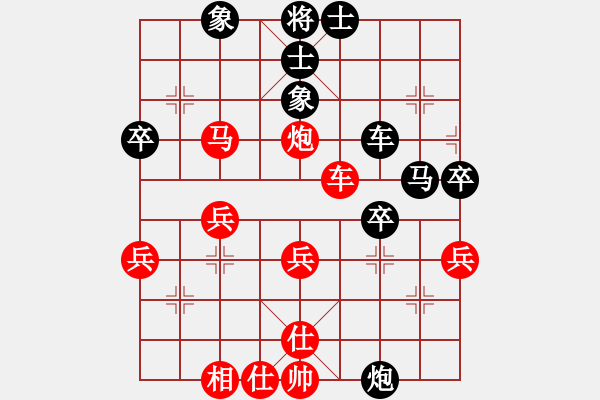 象棋棋譜圖片：B05轉(zhuǎn) 中炮對(duì)屏風(fēng)馬黑高車保炮縮炮過(guò)宮紅車過(guò)河炮巡河 - 步數(shù)：50 