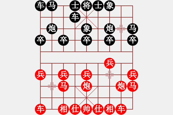 象棋棋譜圖片：進(jìn)兵對(duì)卒底炮（黑飛逆象紅進(jìn)邊馬）nzbdwma 和 誓進(jìn) - 步數(shù)：10 