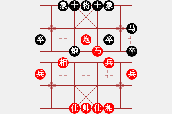 象棋棋譜圖片：中炮對(duì)巡河炮黑列炮進(jìn)3卒盤(pán)河馬至三兵過(guò)河紅優(yōu) - 步數(shù)：40 