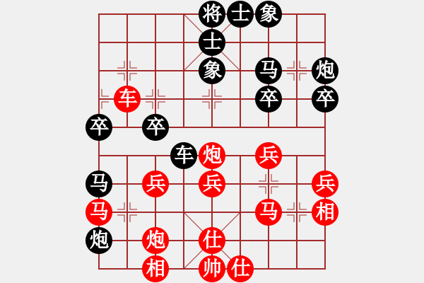 象棋棋譜圖片：五七炮進(jìn)三兵對(duì)屏風(fēng)馬進(jìn)3卒 - 步數(shù)：33 