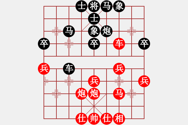 象棋棋谱图片：红衣大主教(1段)-和-tieutathan(2段) - 步数：40 