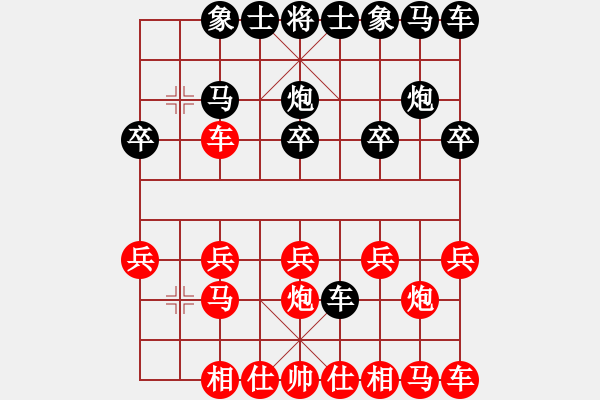 象棋棋譜圖片：13327373525[紅先負] -VS- 池中清水[黑] 順炮直車對橫車 紅過河車 - 步數(shù)：10 