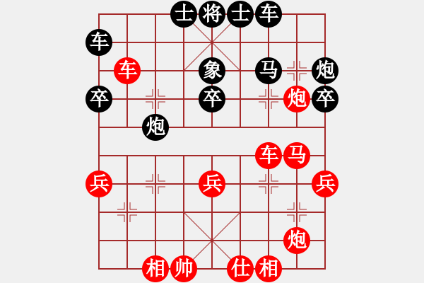 象棋棋譜圖片：五八炮進(jìn)三兵對(duì)屏風(fēng)馬飛左象（旋風(fēng)14層先勝巫師大師級(jí)） - 步數(shù)：40 