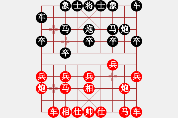 象棋棋譜圖片：我是誰[紅] -VS-行者必達 [黑]【飛象 負 右中炮】 - 步數(shù)：10 