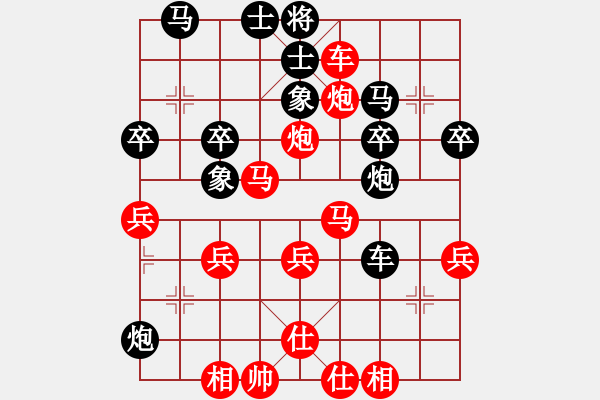 象棋棋譜圖片：巡河炮逐車攻馬變化之黑炮4進(jìn)6變不車6退2捉馬之車1平2兌車變黑馬2進(jìn)4踩炮 - 步數(shù)：40 