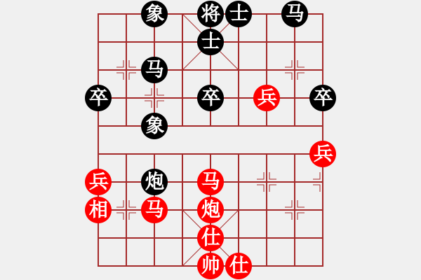 象棋棋譜圖片：中炮進(jìn)三兵對(duì)左炮封車轉(zhuǎn)半途列炮  (紅右馬盤河)  無(wú)憂的真空(7段)-勝-棋院小月亮(7段) - 步數(shù)：40 