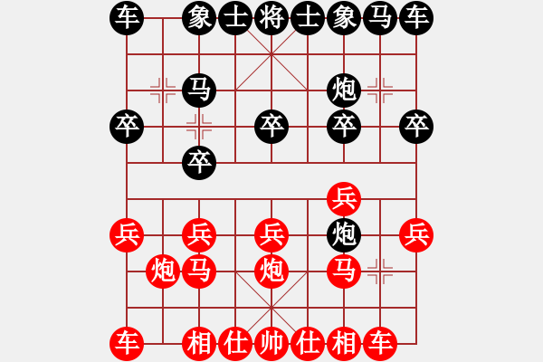 象棋棋譜圖片：起馬轉(zhuǎn)紅中炮對黑右金鉤炮（旋風(fēng)V7.0先勝巫師業(yè)余級） - 步數(shù)：10 