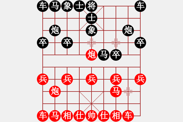 象棋棋譜圖片：前半盤好后邊斷送：挪馬亮炮謀子勝勢(shì) 棄炮進(jìn)馬丟子慘敗 - 步數(shù)：10 