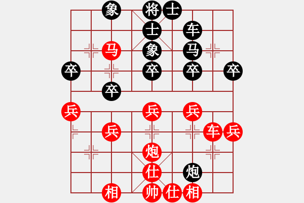 象棋棋譜圖片：起馬轉(zhuǎn)中炮對(duì)黑右士角炮（旋風(fēng)V7.0先勝巫師業(yè)余級(jí)） - 步數(shù)：40 