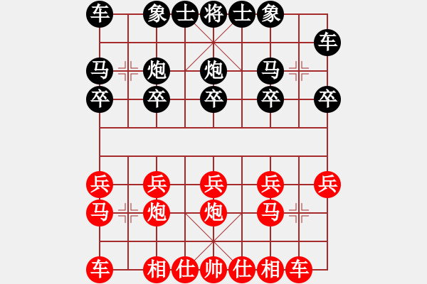 象棋棋谱图片：顺炮横车应红五七炮(基本格式) - 步数：10 