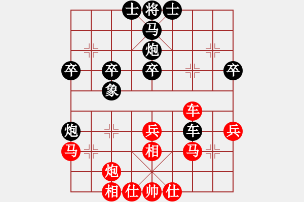 象棋棋譜圖片：JBM五七炮過河車邊馬進七兵對屏風馬左馬盤河右象右炮過河 - 步數(shù)：40 