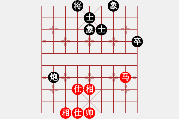 象棋棋譜圖片：名劍之鬼手(7段)-和-洪柒公(9段) 五八炮互進(jìn)三兵對(duì)屏風(fēng)馬 紅左邊馬對(duì)黑兌７卒 - 步數(shù)：150 